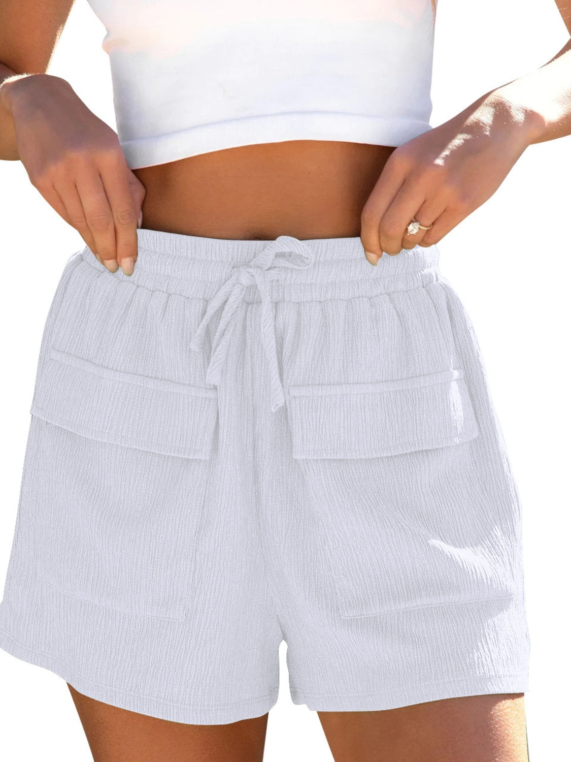 Honeybee Mumford's Drawstring High Waist Shorts with Pockets