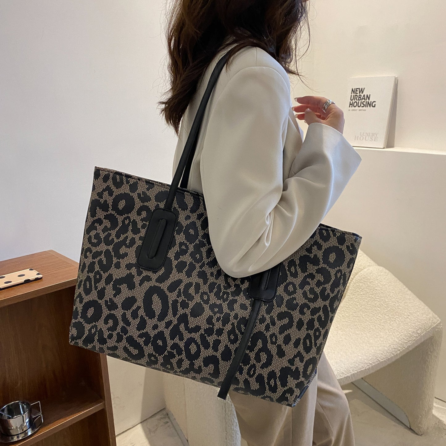 Honeybee Mumford's Leather Leopard Tote Bag