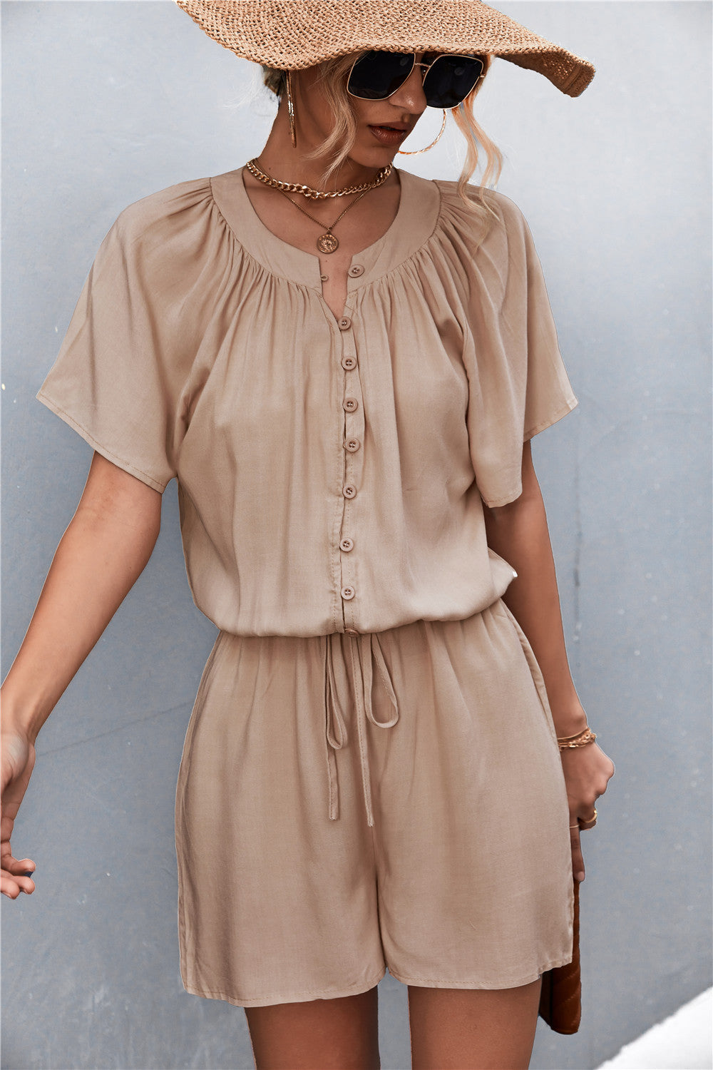 Honeybee Mumford's Buttoned Gather Detail Romper