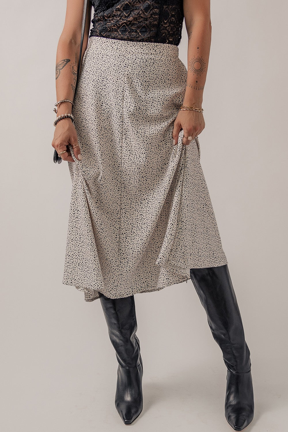 Honeybee Mumford's Speckle High Waist Midi Skirt