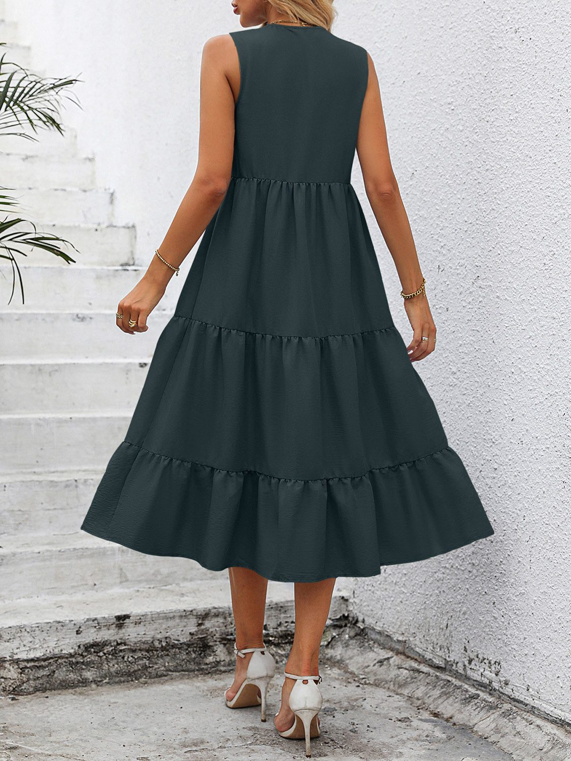 Honeybee Mumford's V-Neck Sleeveless Tiered Dress