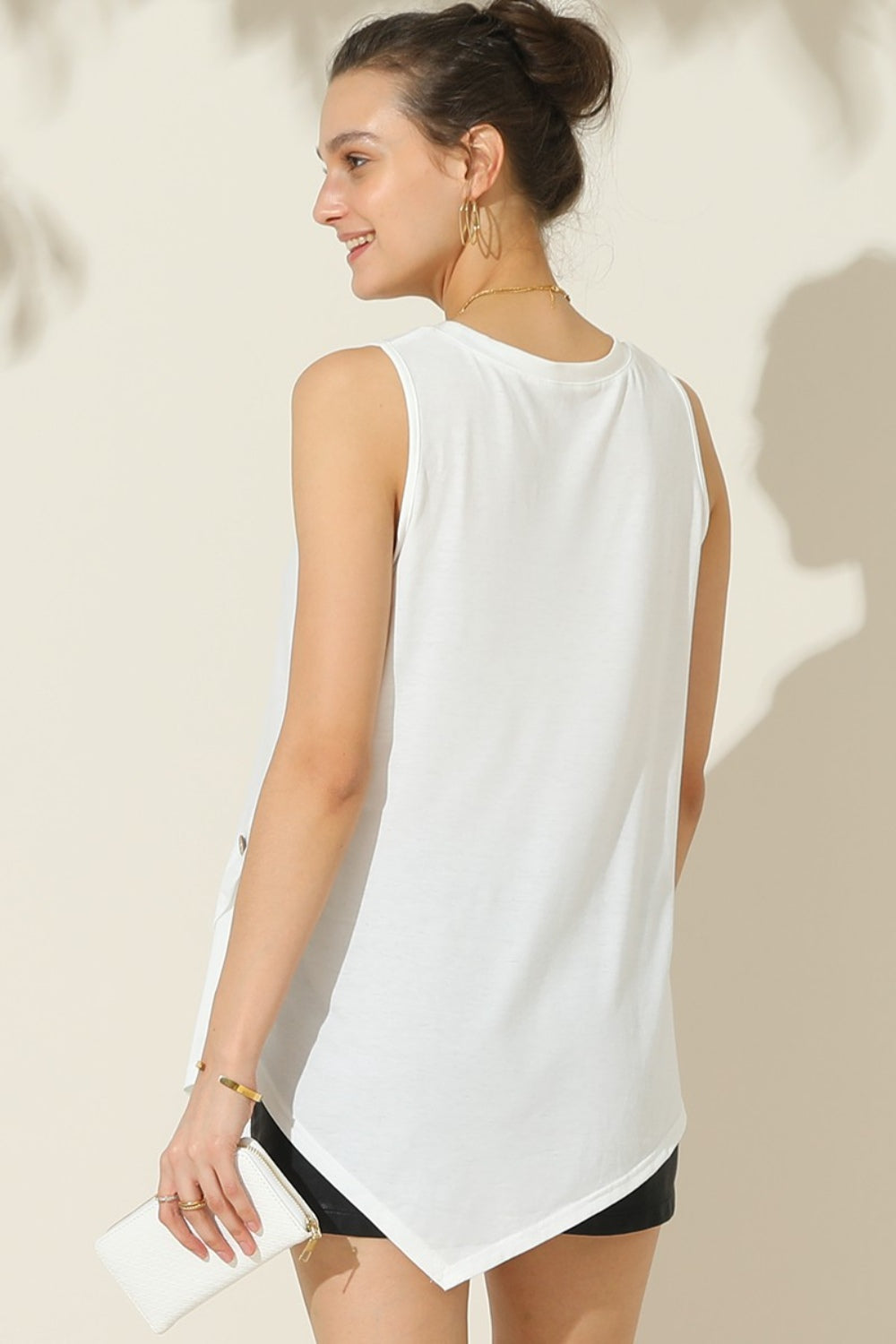 Honeybee Mumford's Round Neck Button Side Tank