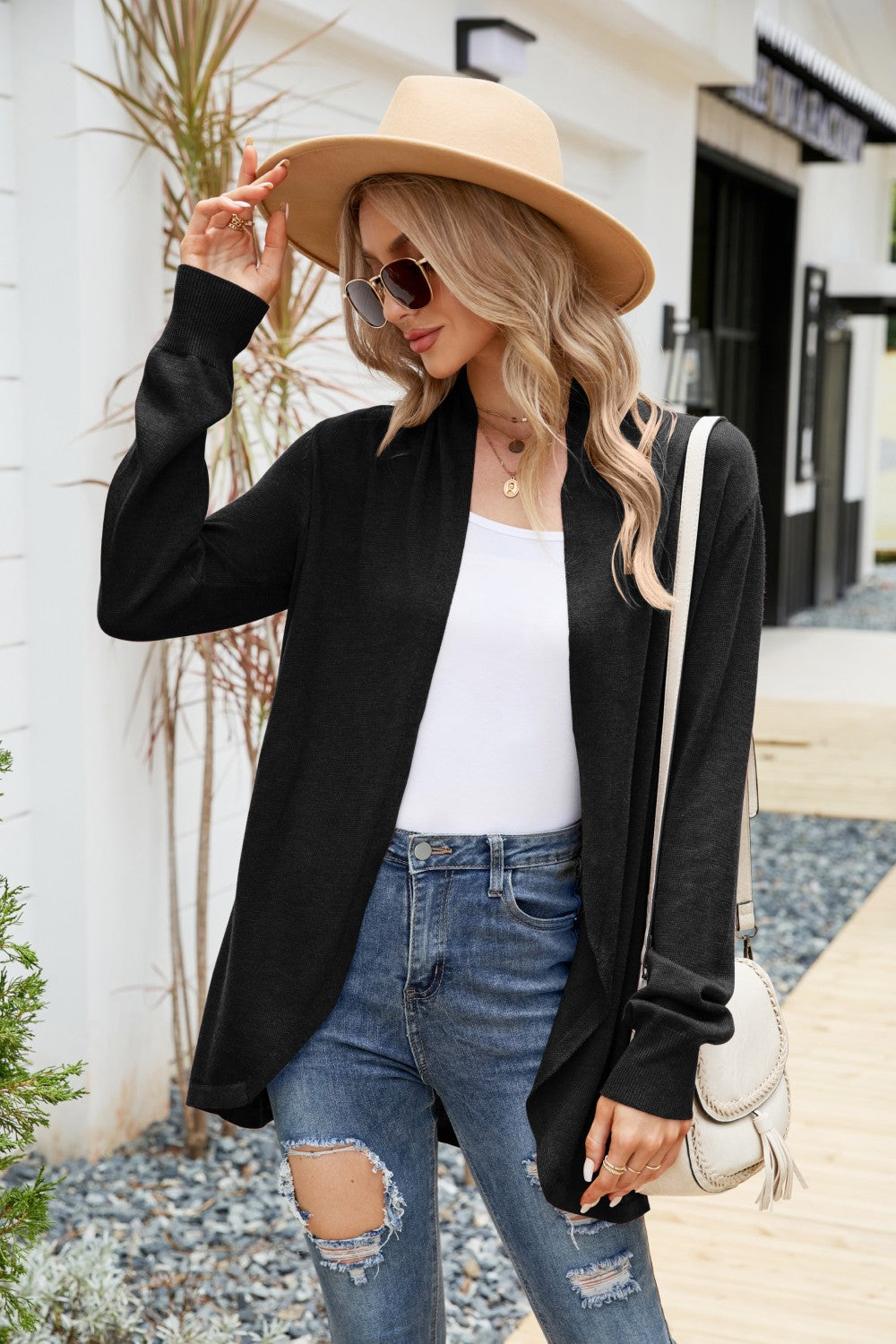 Honeybee Mumford's Open Front Long Sleeve Longline Cardigan