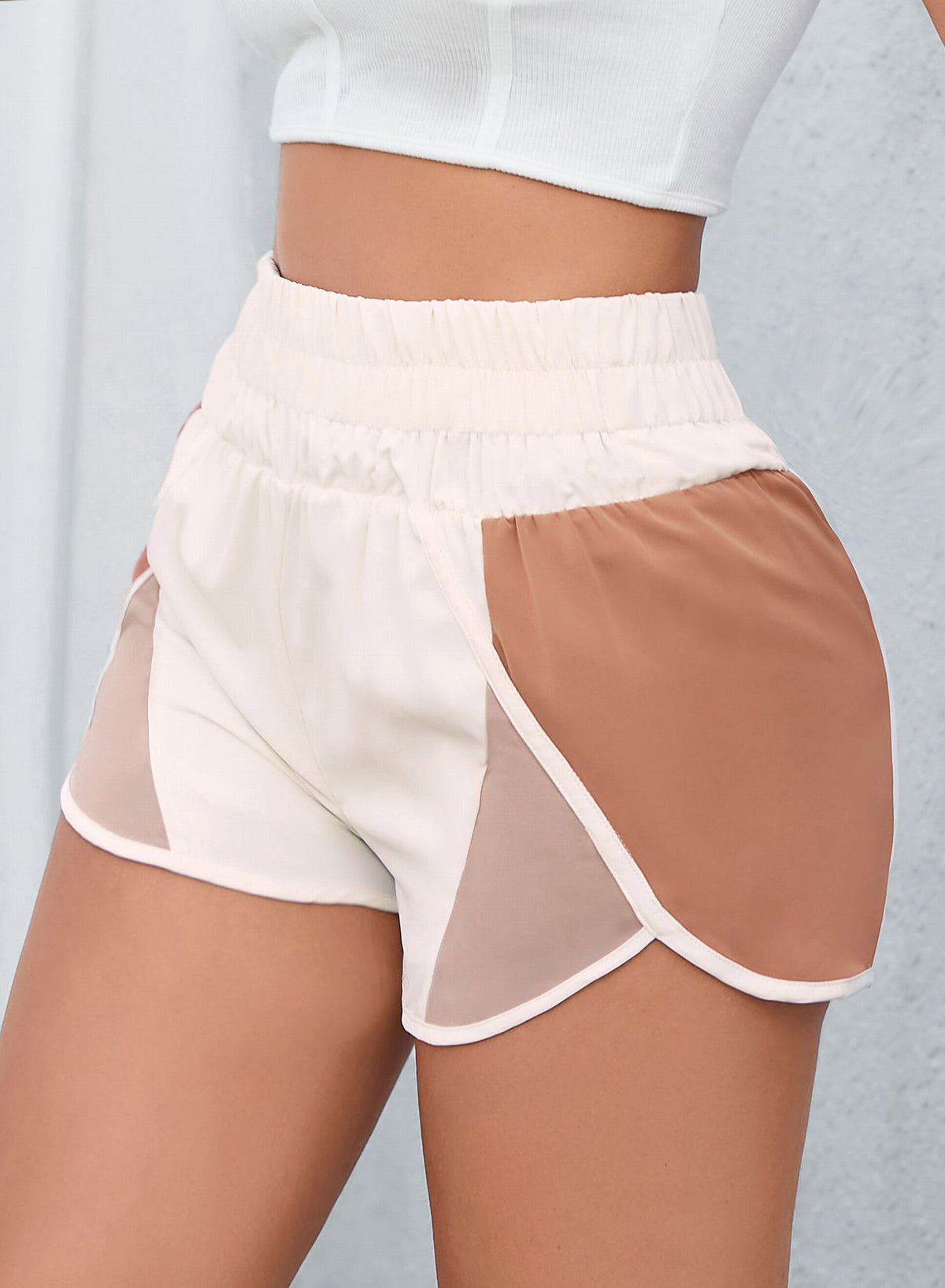 Honeybee Mumford's Apricot Color Block Split High Waist Shorts