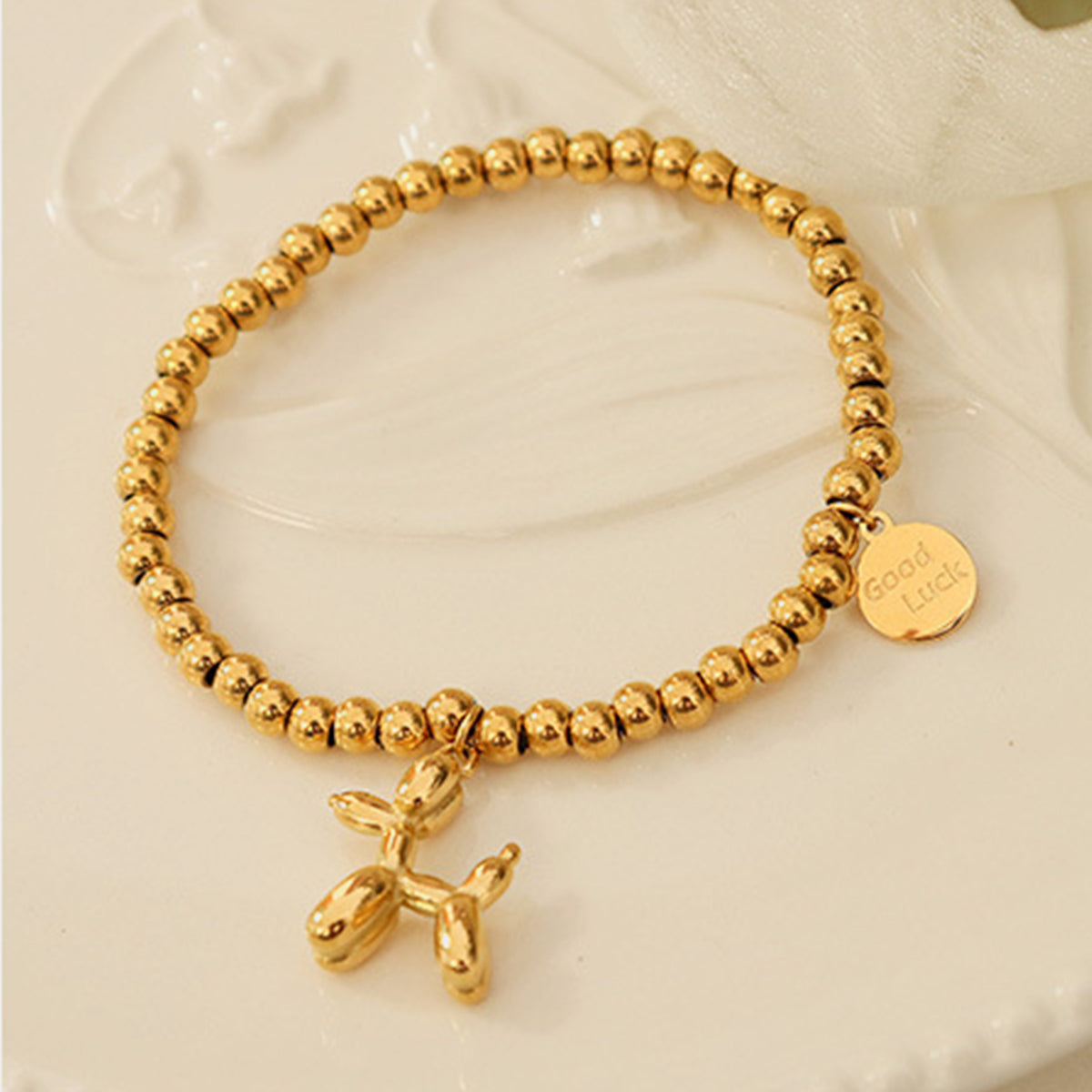 honeybee Mumford's 18K Gold-Plated Titanium Steel Puppy Shape Charm Bracelet