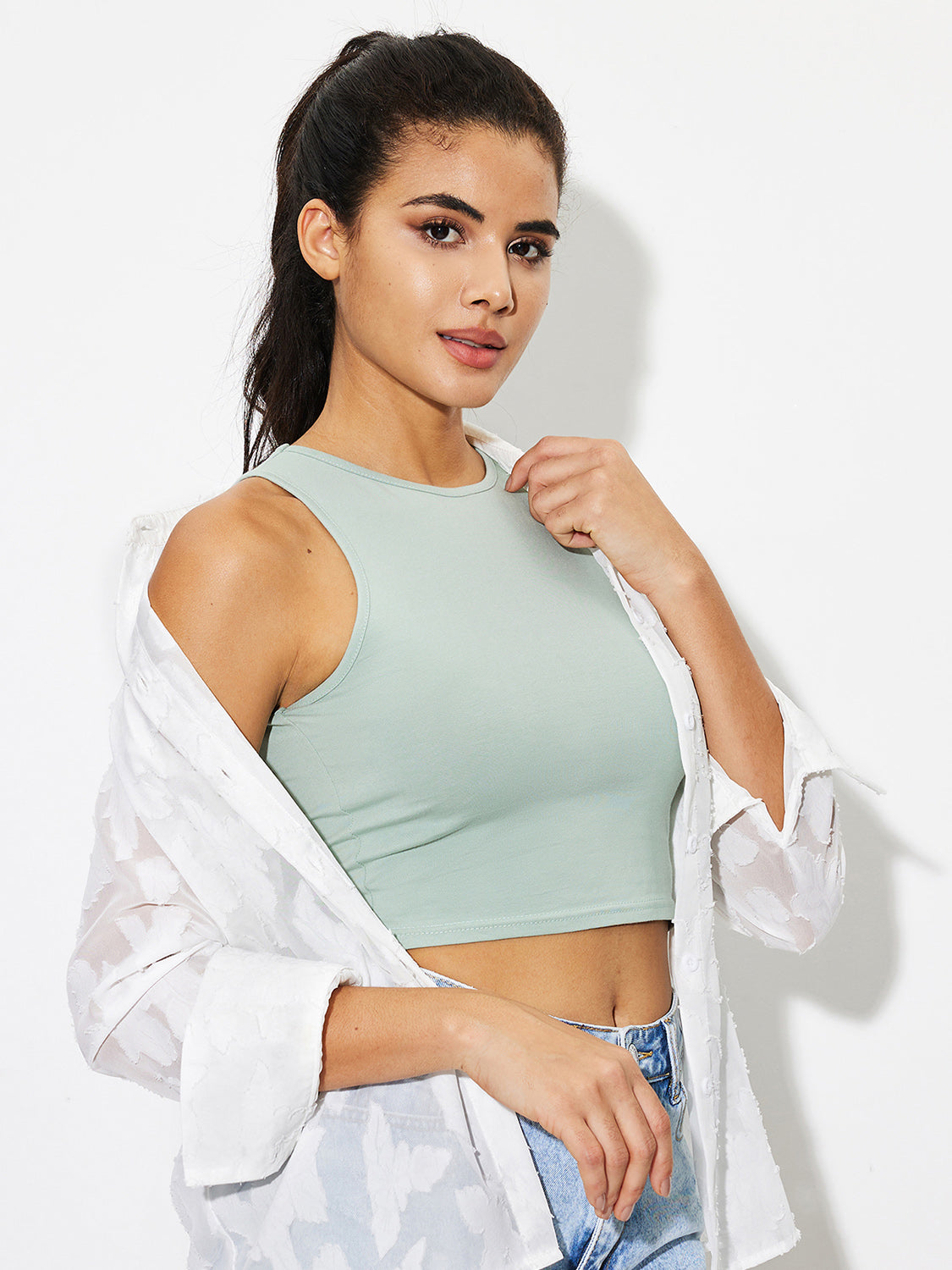 Honeybee Mumford's Round Neck Cropped Tank