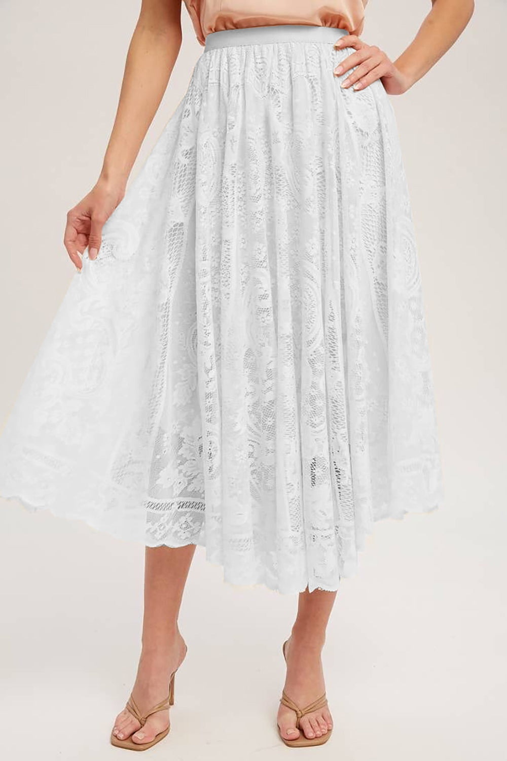 Honeybee Mumford's Lace High Waist Midi Skirt