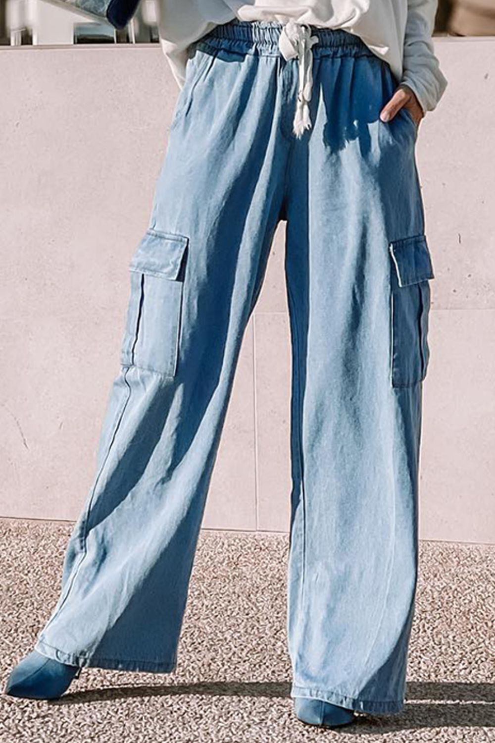 Honeybee Mumford's Drawstring Wide Leg Jeans with Pockets