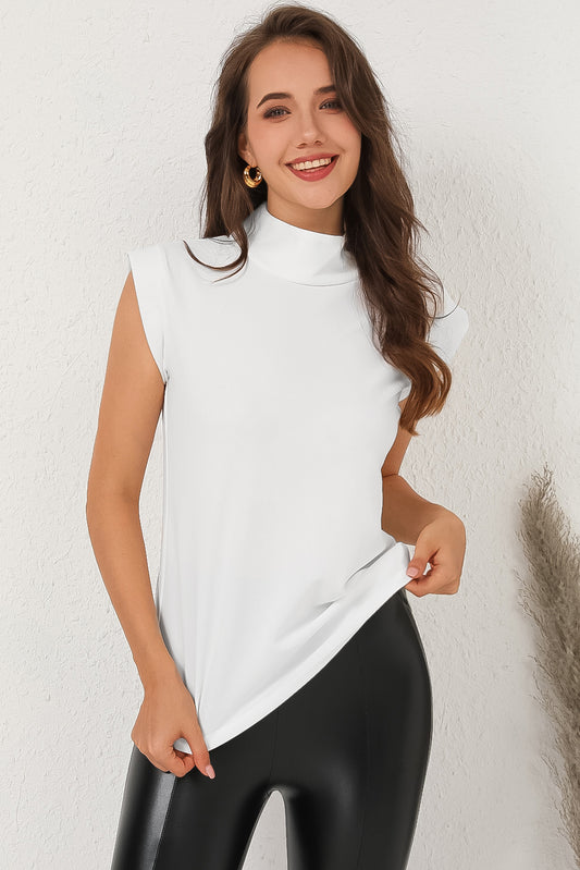 Honeybee Mumford's Mock Neck Cap Sleeve Blouse