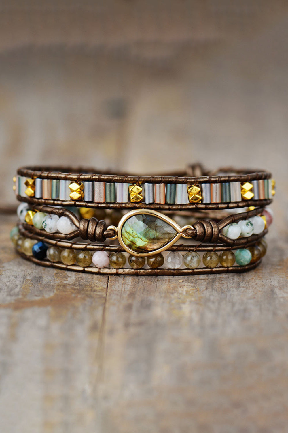 honeybee Mumford's Triple Layer Beaded Bracelet