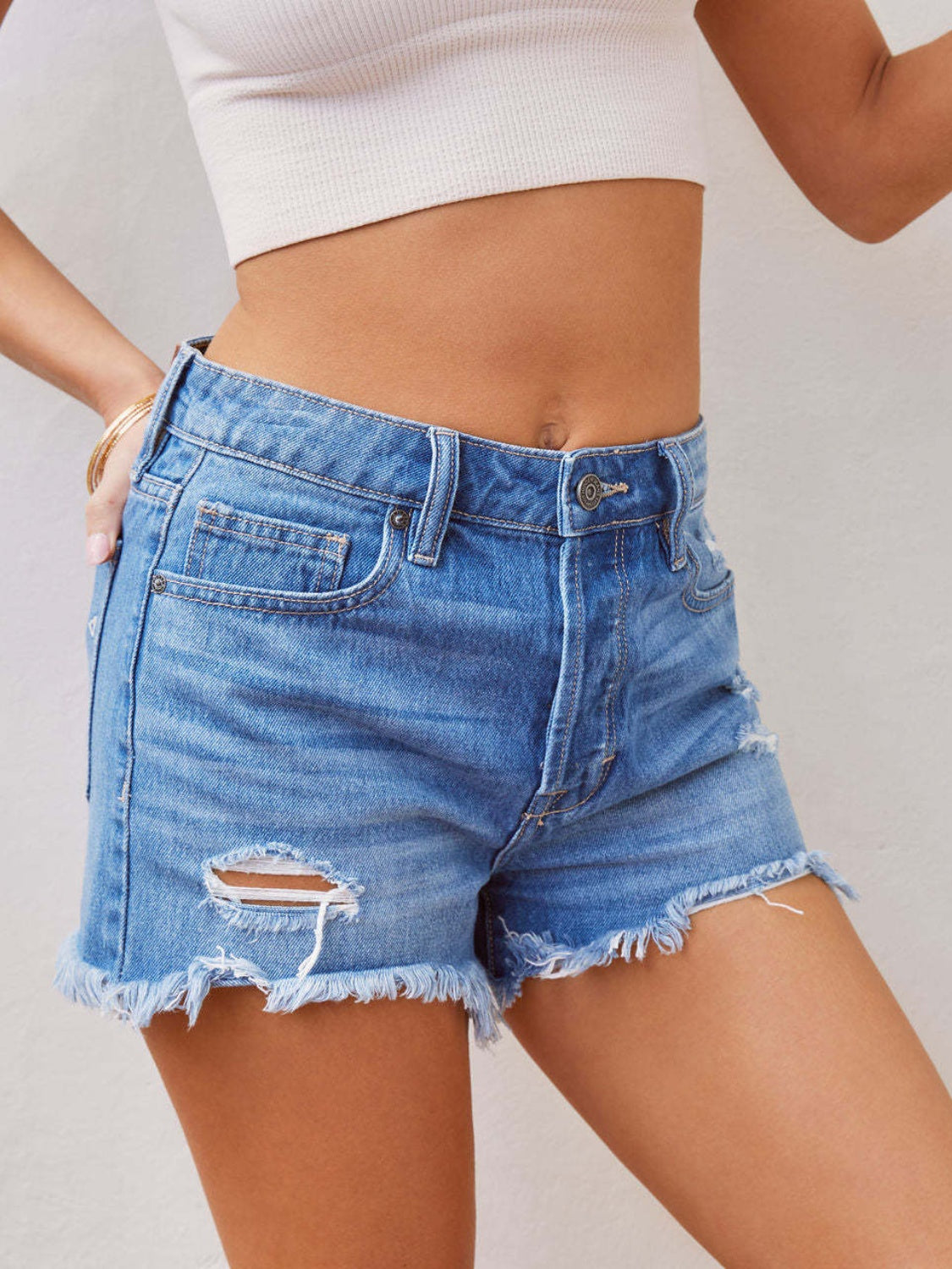 Honeybee Mumford's Distressed Raw Hem Denim Shorts