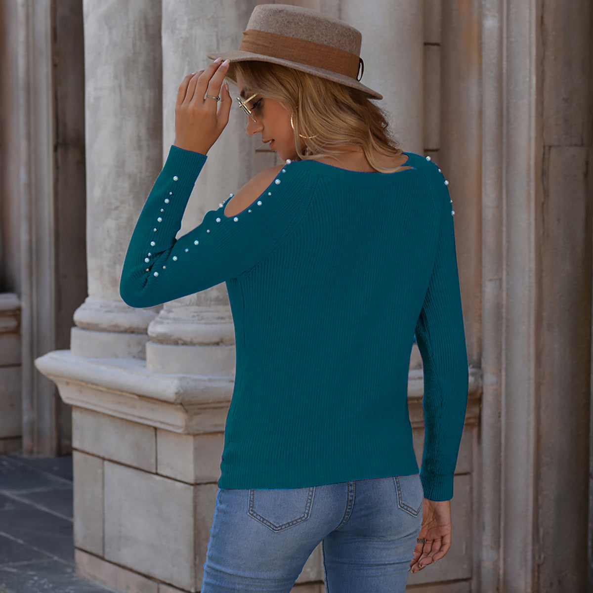 Honeybee Mumford's Pearl Patchwork Cold Shoulder Sweater