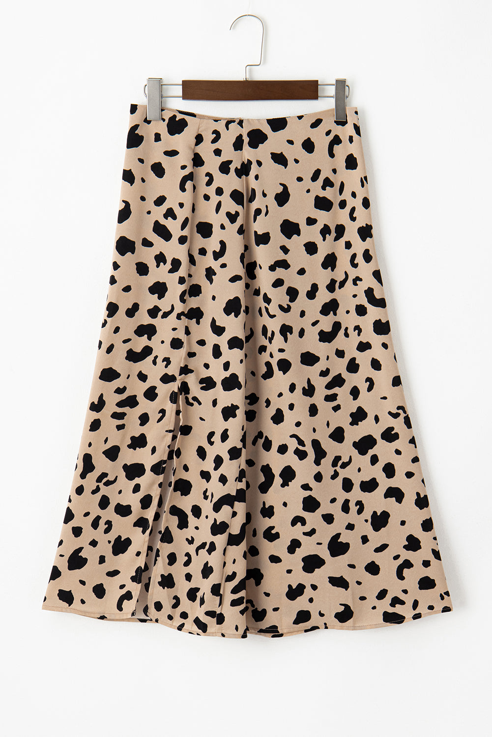 Honeybee Mumford's Khaki Leopard Spots Printed Split Hem Midi Skirt