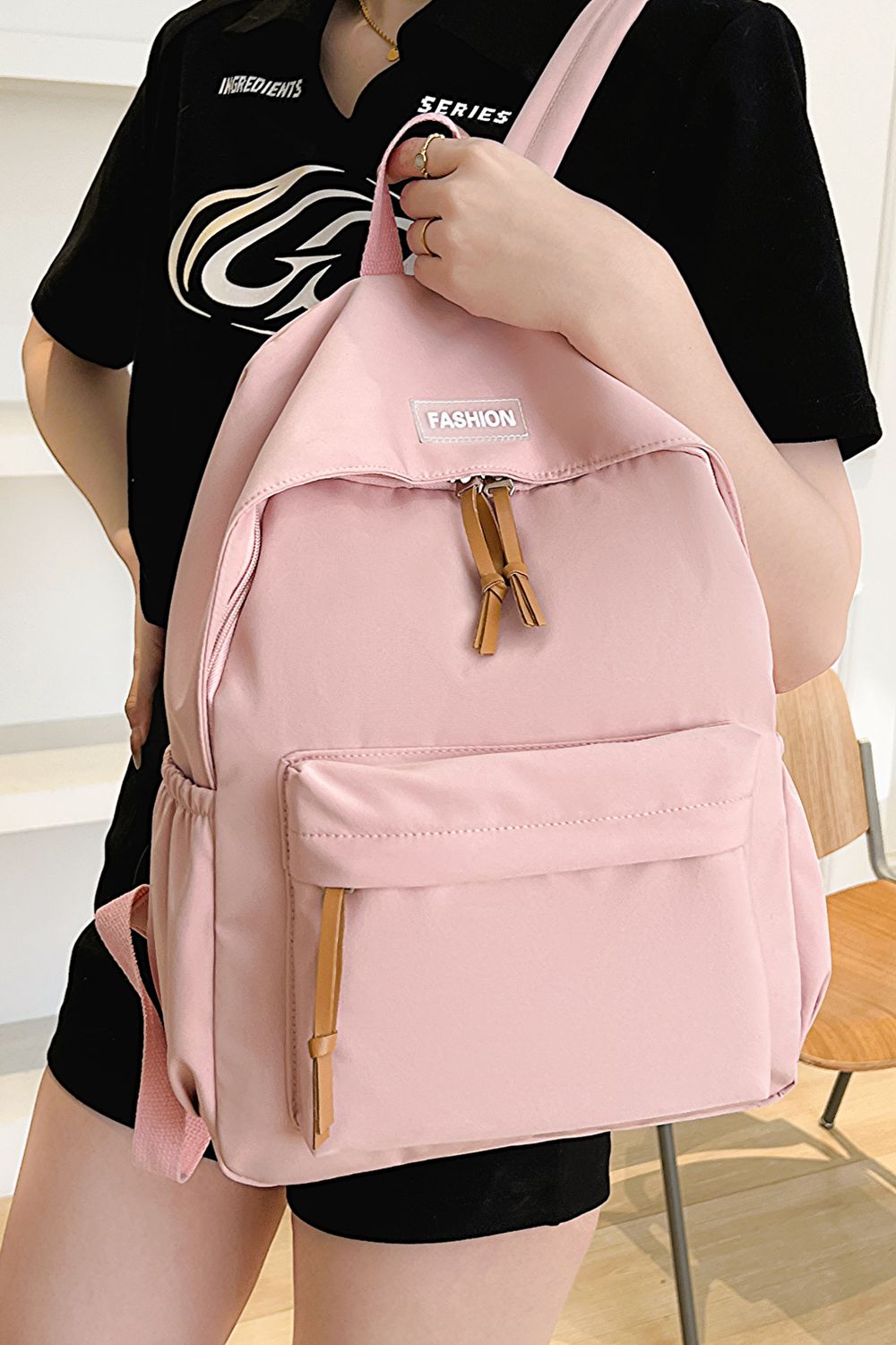 honeybee Mumford's Polyester Backpack( light purple,blue,black, peach, light green, yellow and white colors)