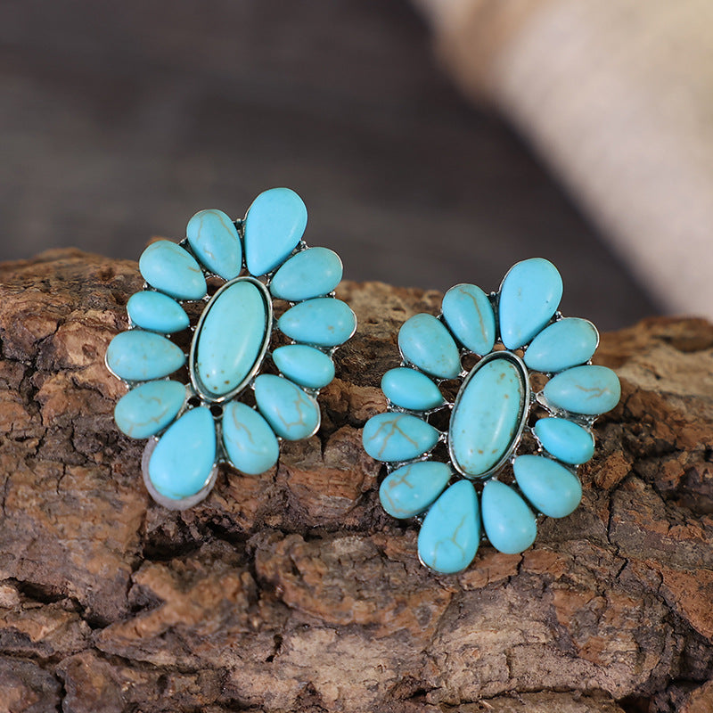 honeybee Mumford's Flower Shape Turquoise Earrings