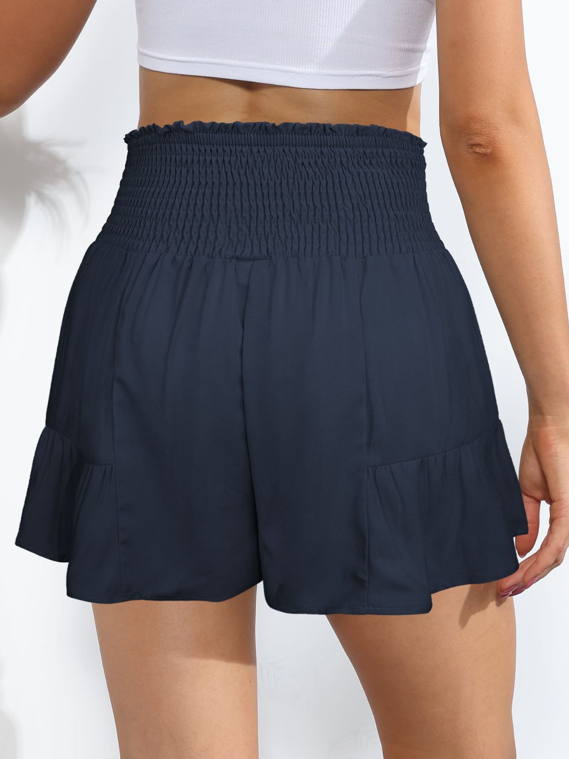 Honeybee Mumford's Smocked Tie-Front High-Rise Shorts