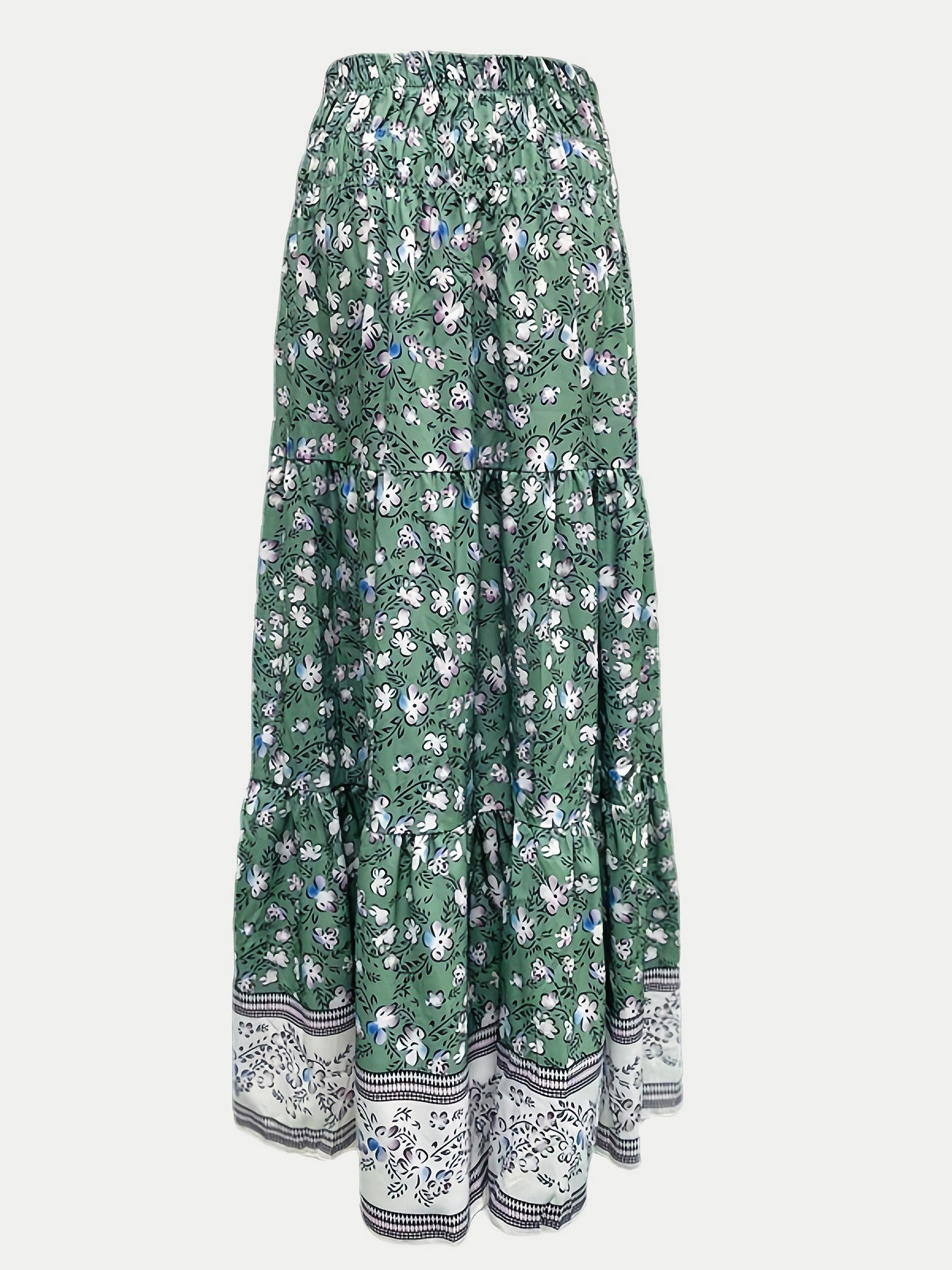 Honeybee Mumford's Full Size Tiered Printed Elastic Waist Skirt