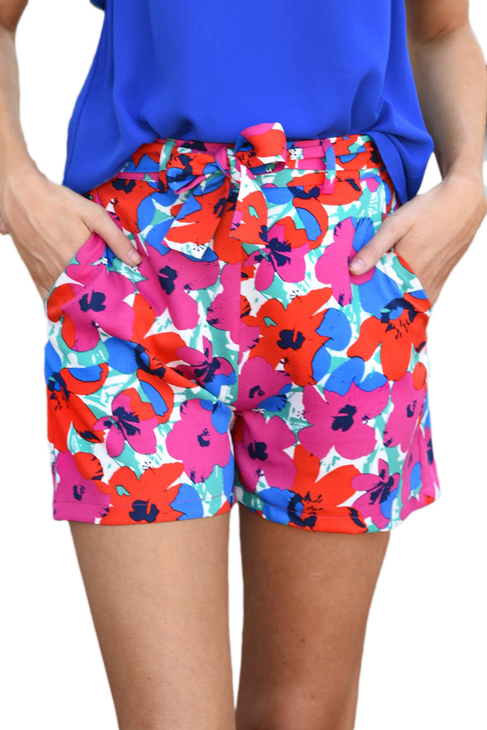 Honeybee Mumford's Rose Floral Print Belted Shorts