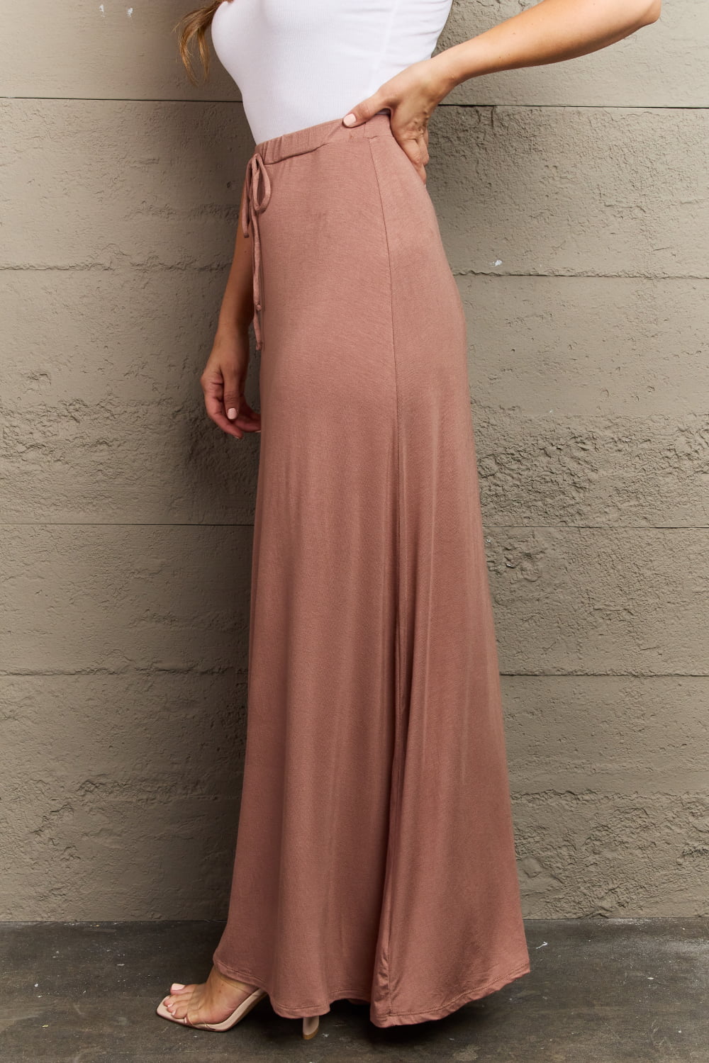 Honeybee Mumford's For The Day Full Size Flare Maxi Skirt in Chocolate