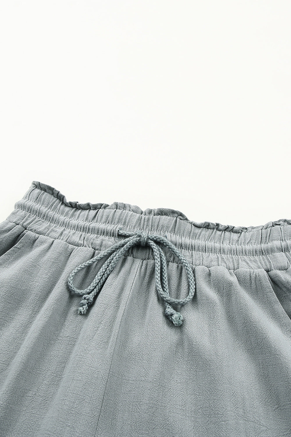 Honeybee Mumford's Gray Drawstring Frayed Edge Pocketed Shorts