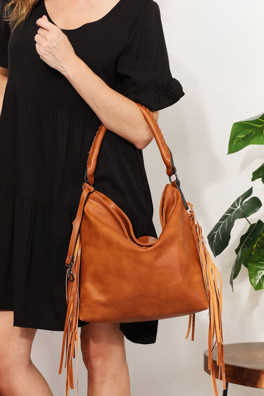 Honeybee Mumford's Leather Fringe Detail Shoulder Bag