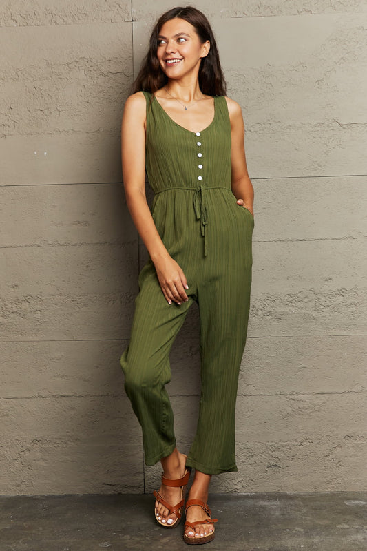 Honeybee Mumford's Tied Sleeveless Jumpsuit with Pockets