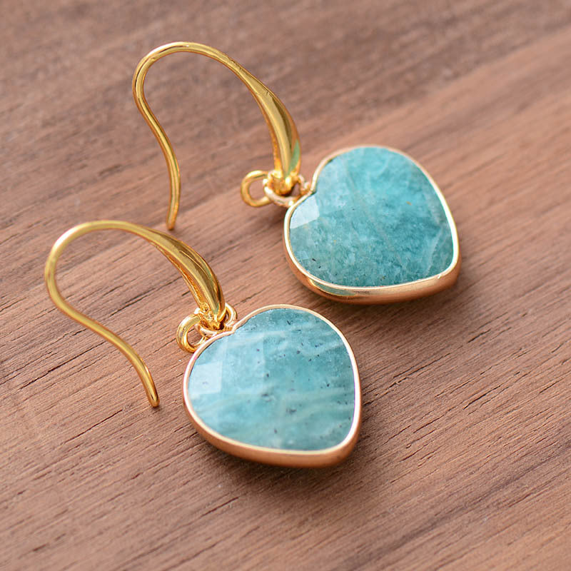 honeybee Mumford's Natural Stone Heart Drop Earrings