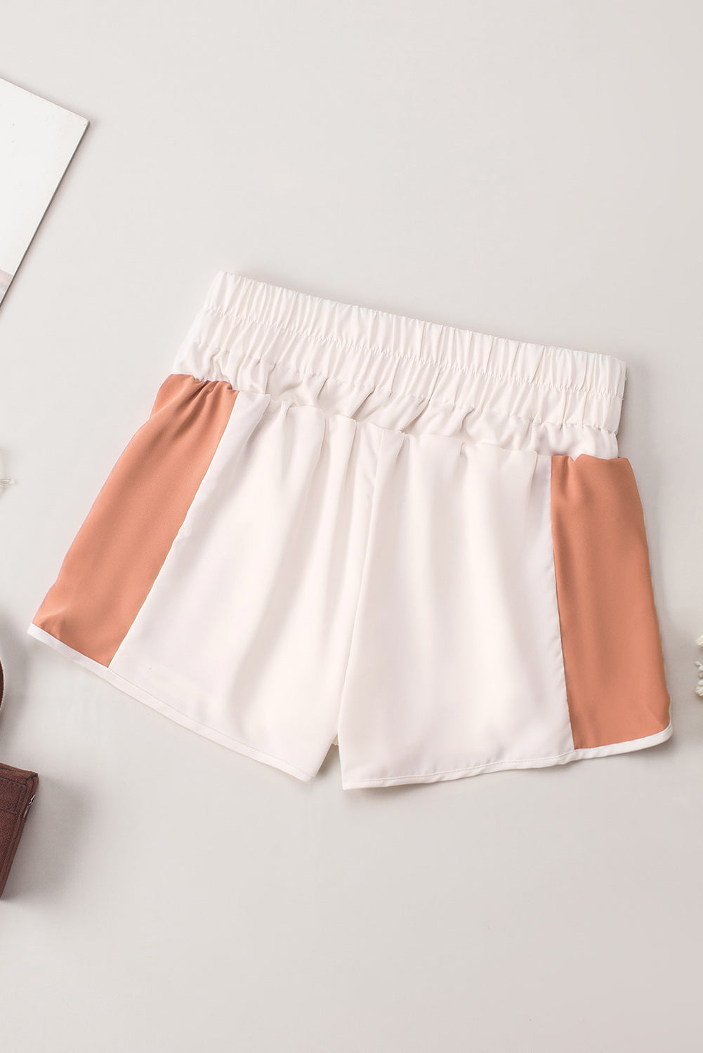 Honeybee Mumford's Apricot Color Block Split High Waist Shorts