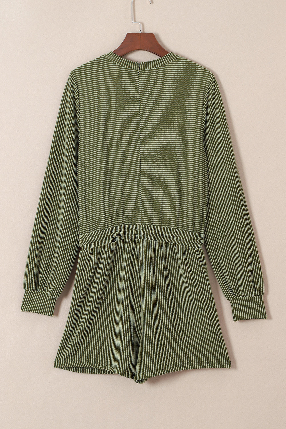 Honeybee Mumford's Jungle Green Corded Pullover Long Sleeve Drawstring Romper