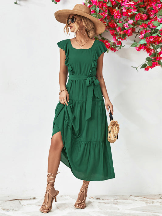 Honeybee Mumford's Tie Belt Ruffled Tiered Dress