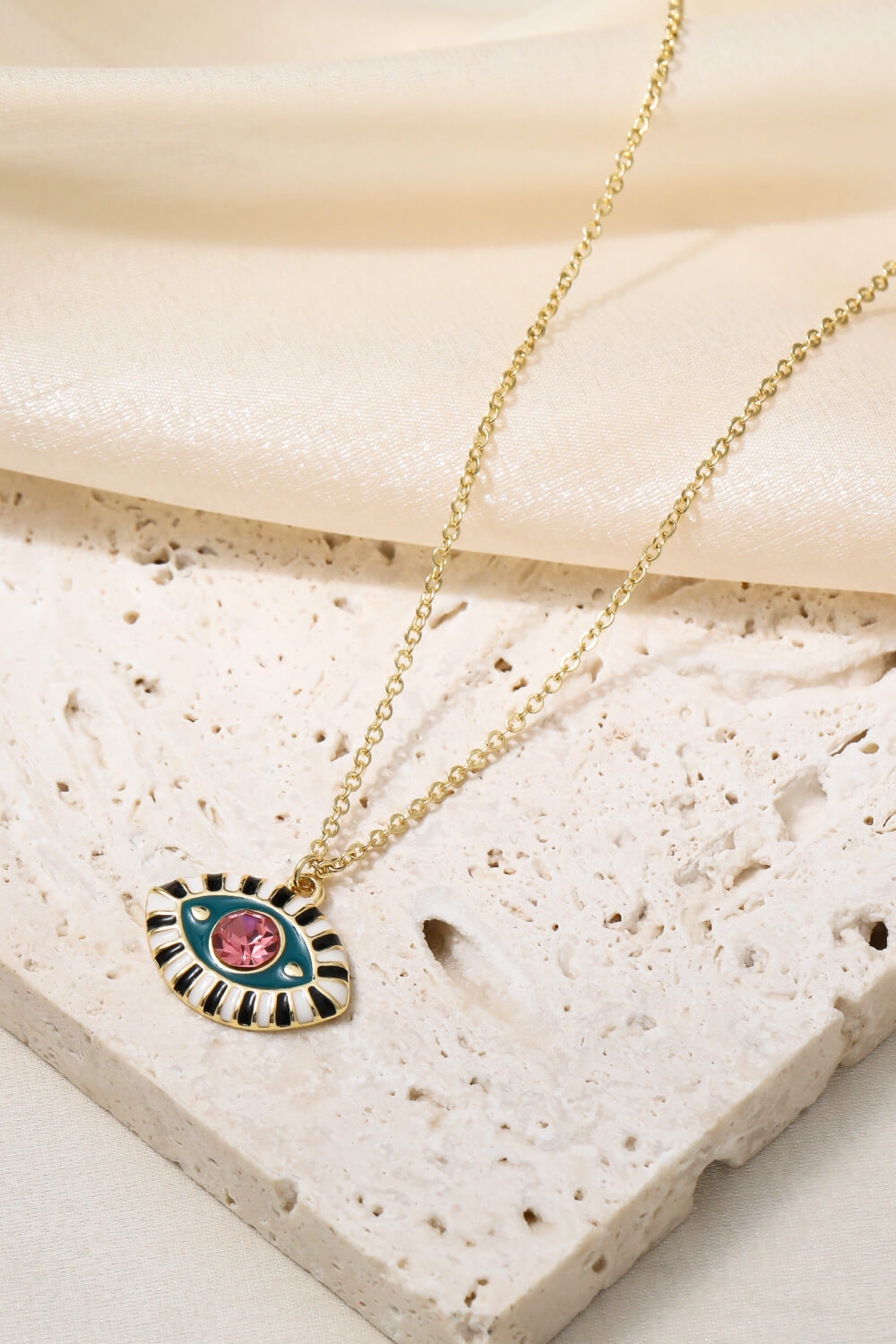 honeybee Mumford's Evil Eye Pendant Gold Plated Chain Necklace