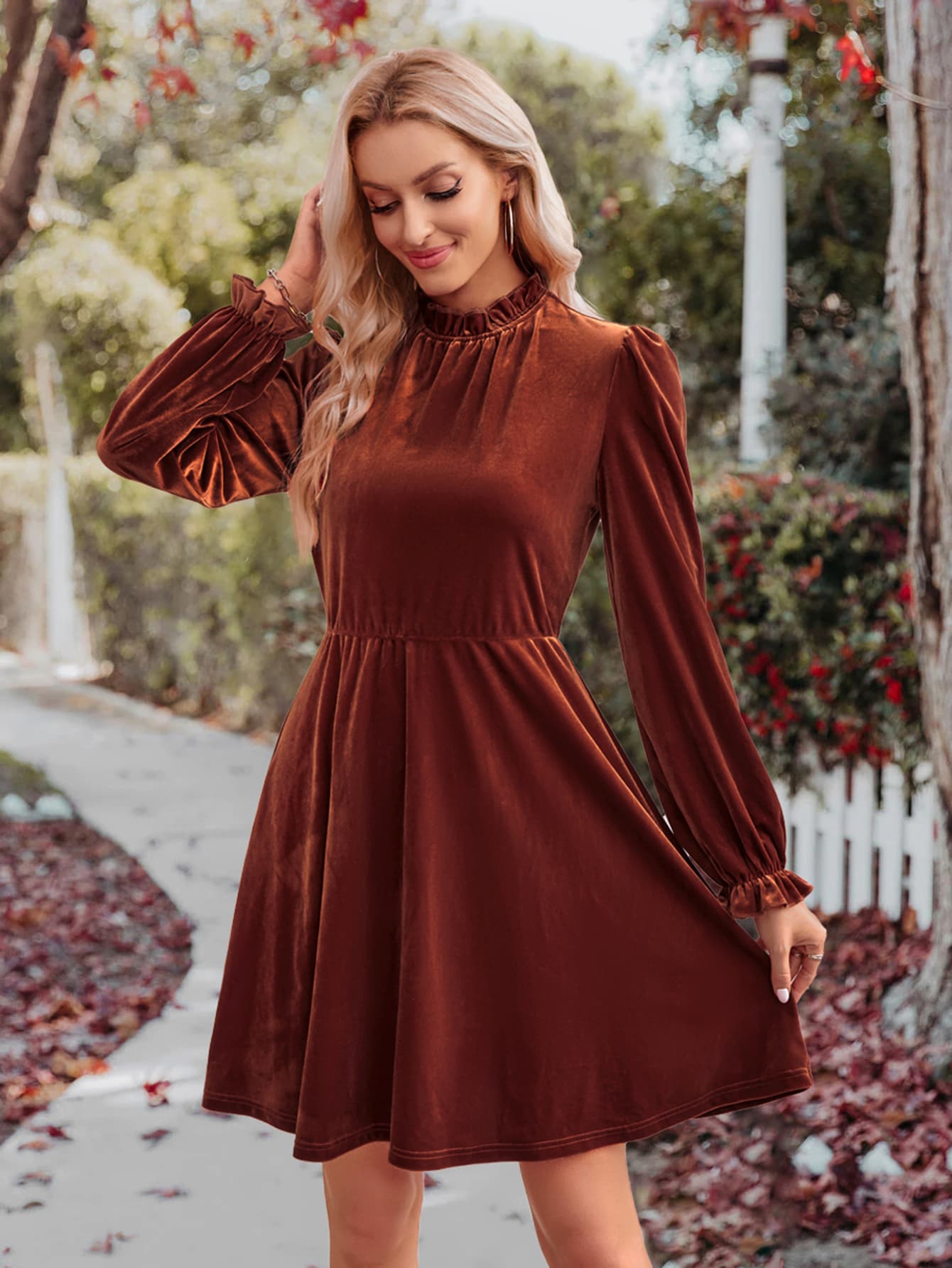 Honeybee Mumford's Long Flounce Sleeve Dress w/ A-Line