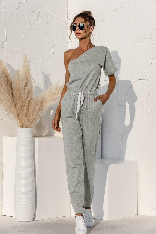 Honeybee Mumford's Single Shoulder Short Sleeve Jumpsuit