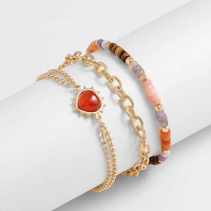 honeybee Mumford's Heart Triple-Layered Bracelet