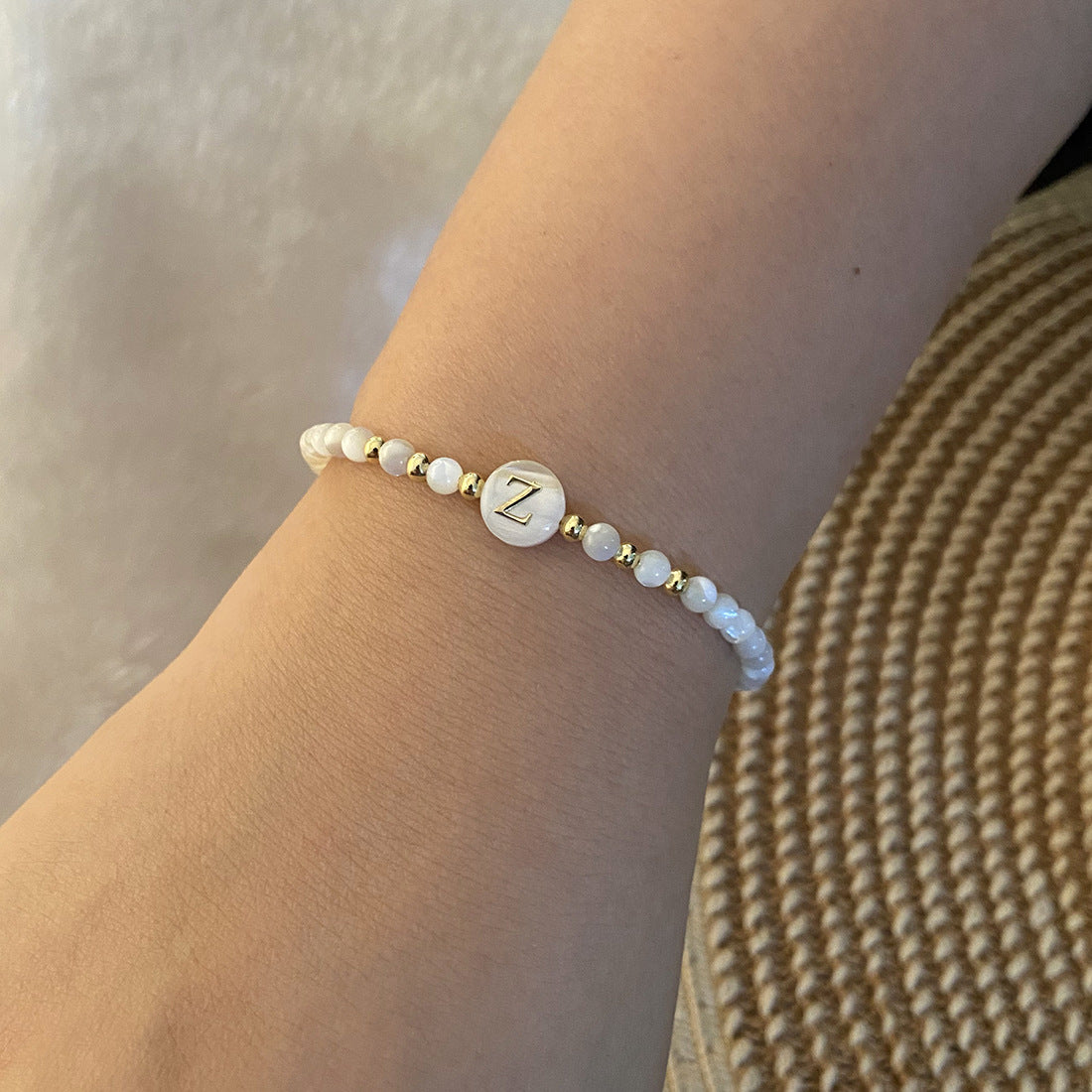 Honeybee Mumford's Shell Letter Bead Bracelet