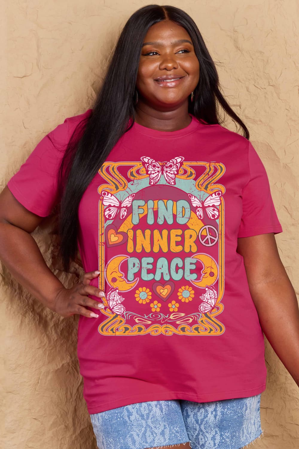 Honeybee Mumford's Simply Love Full Size FIND INNER PEACE Graphic Cotton T-Shirt