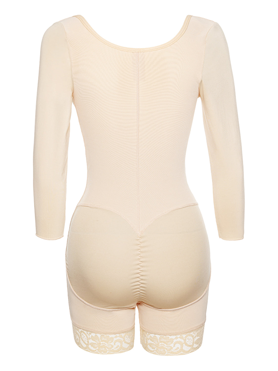 Honeybee Mumford's Full Size Zip Up Lace Detail Long Sleeve Shapewear