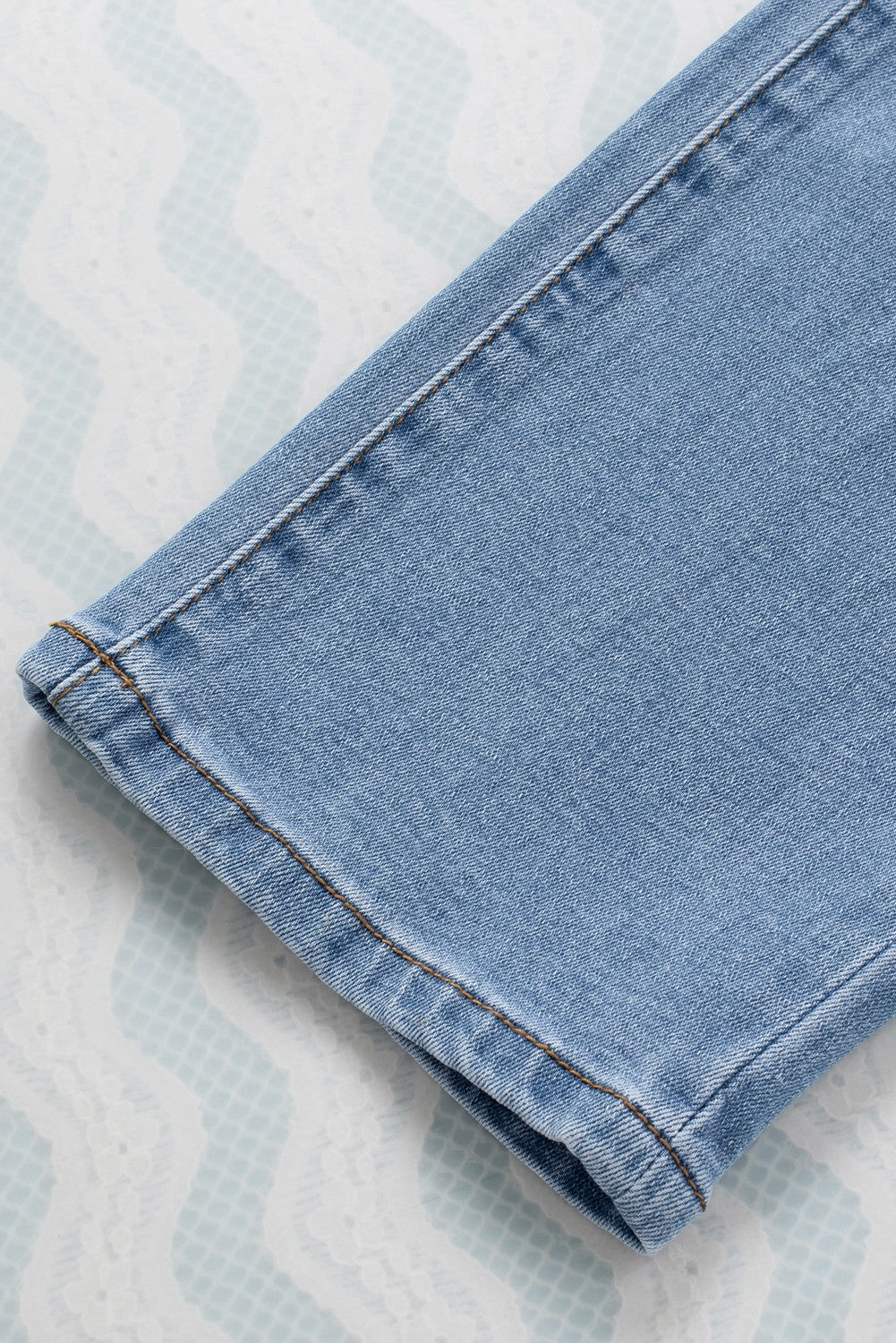 Honeybee Mumford's Sky Blue Buttoned Pockets Distressed Jeans