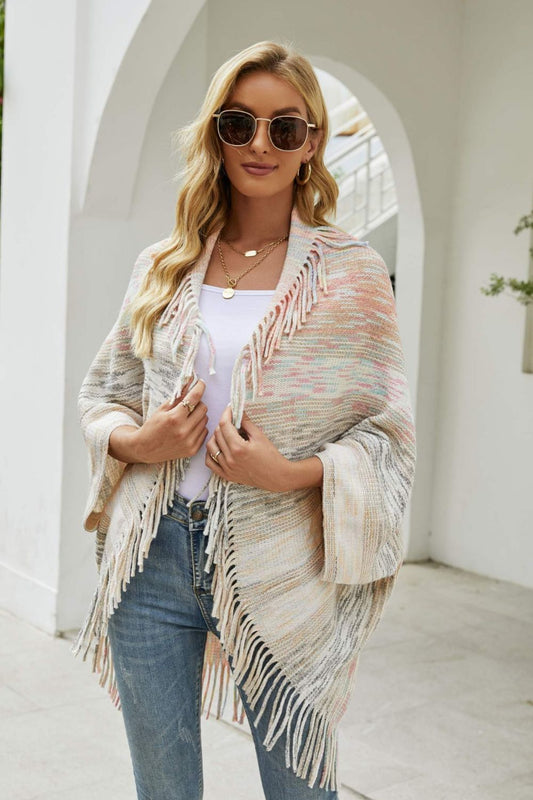 Honeybee Mumford's Multicolored Fringe Trim Poncho