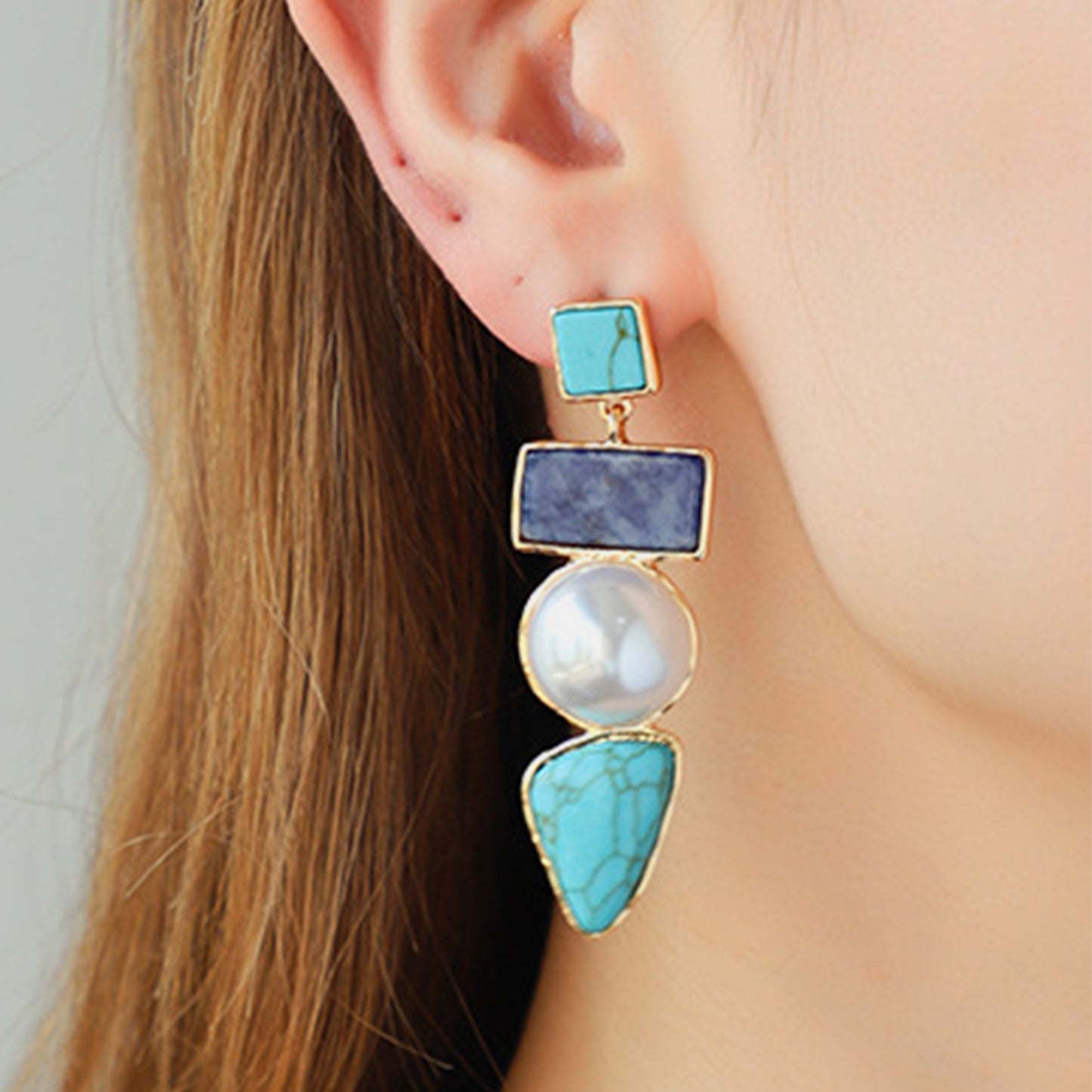 honeybee Mumford's Geometric Gemstone Alloy Earrings