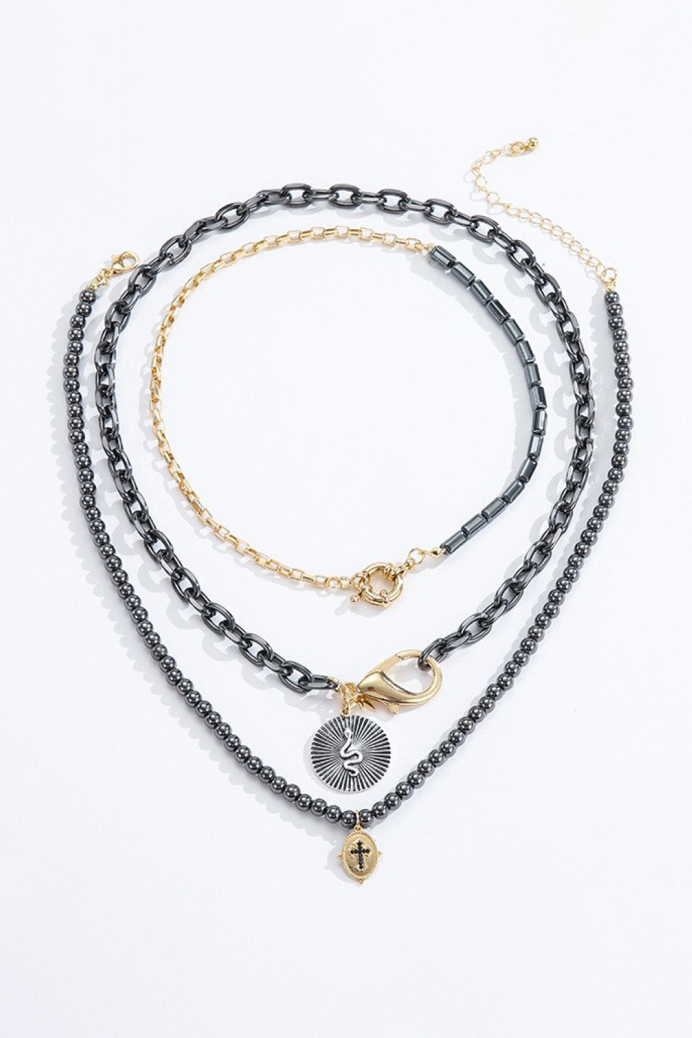 Honeybee Mumford's Snake and Cross Pendant Three-Piece Necklace Set