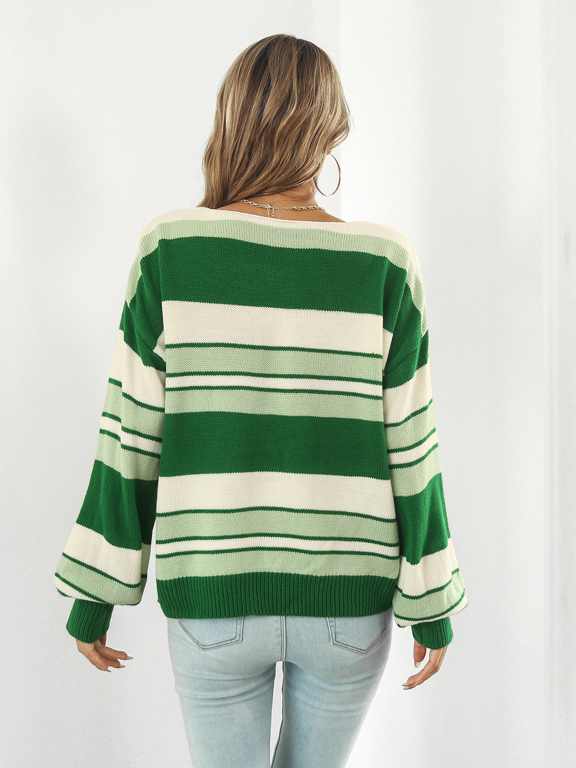 Honeybee Mumford's Striped V-Neck Long Sleeve Knit Top