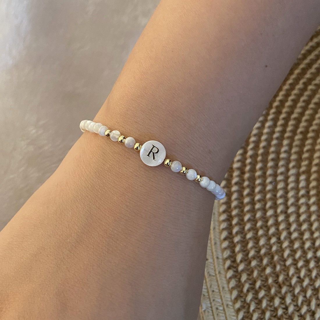 Honeybee Mumford's Shell Letter Bead Bracelet