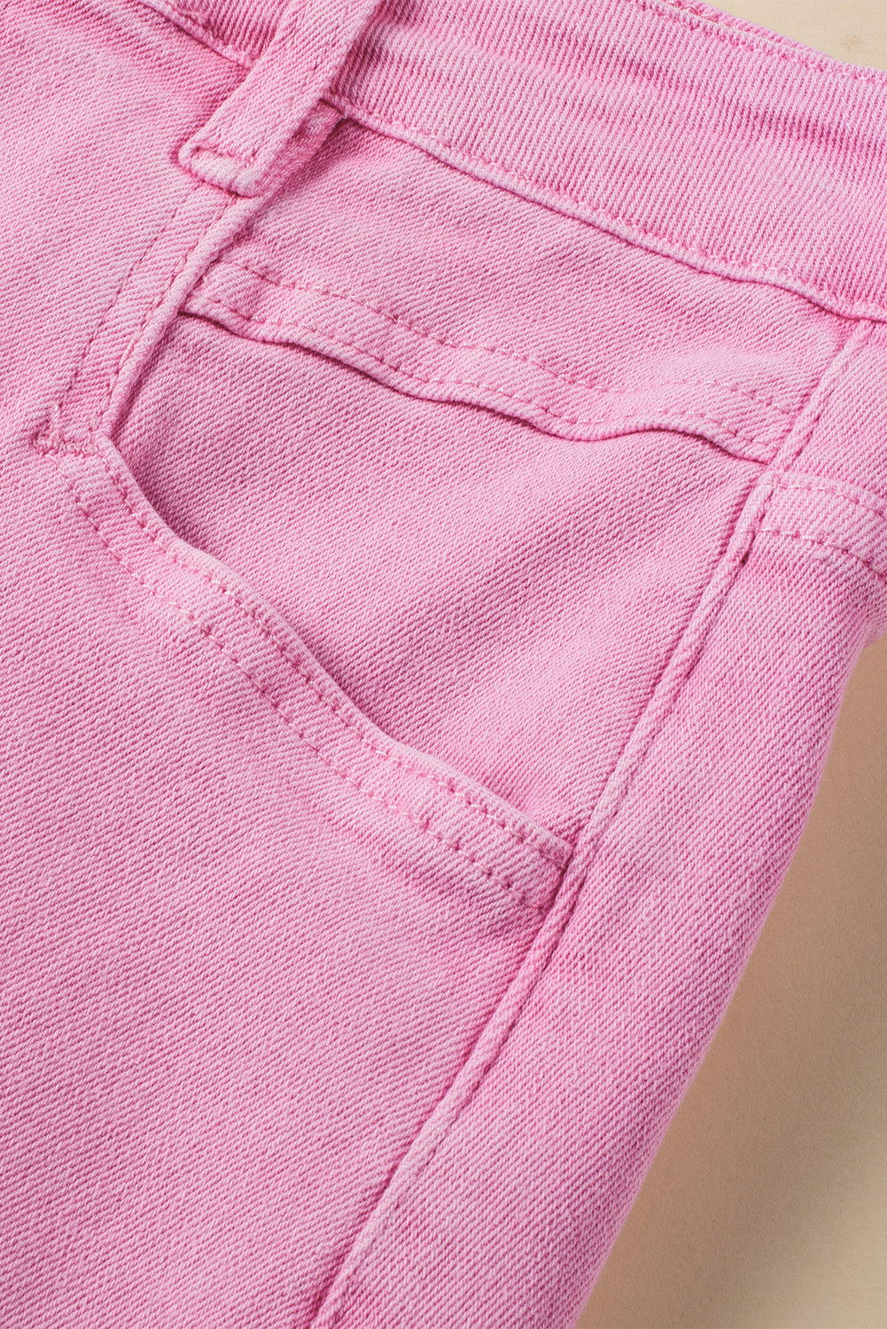 Honeybee Mumford's Pink Frayed Edge Mid Rise Denim Shorts