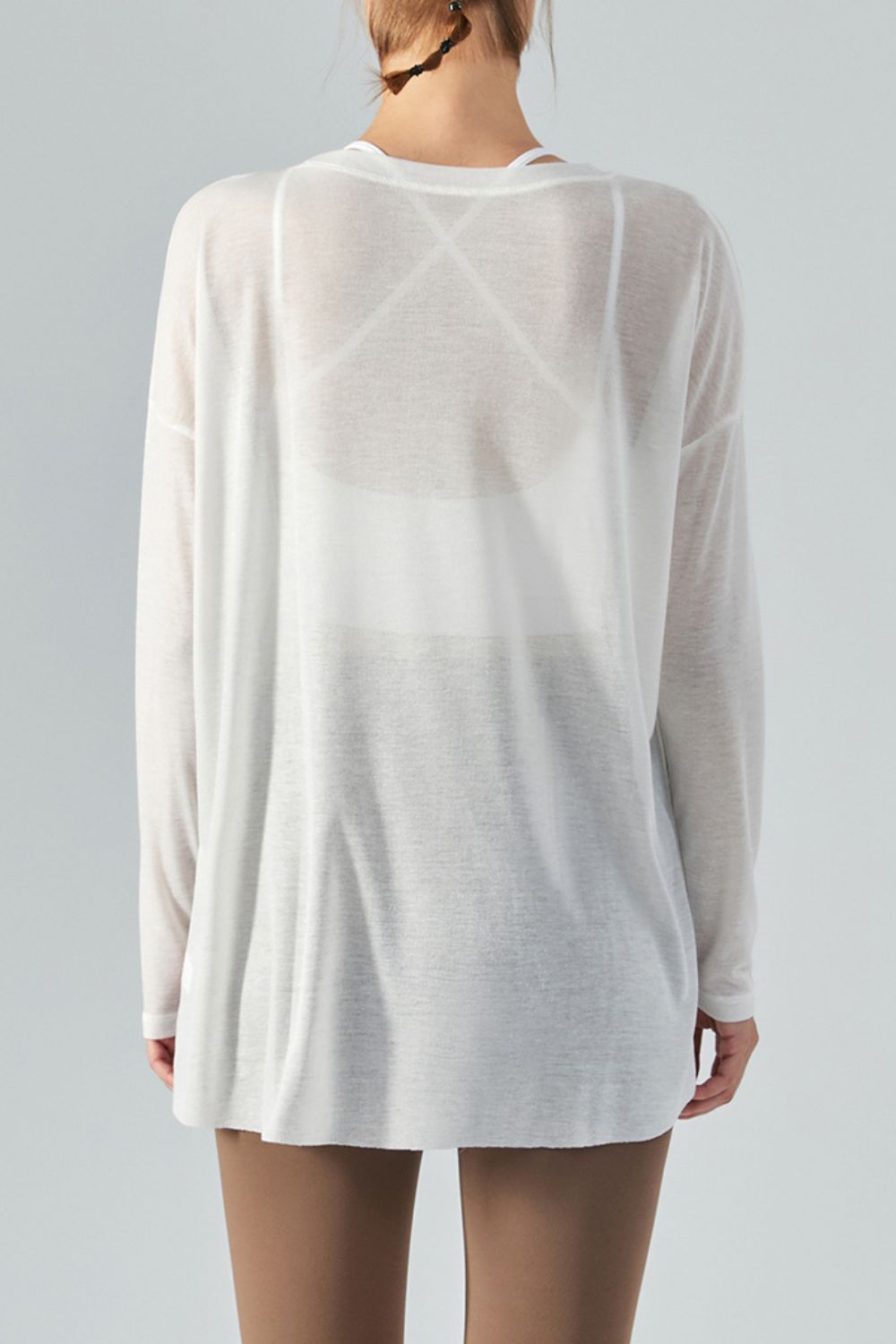 Honeybee Mumford's Round Neck Slit Sheer Tunic Sports Top