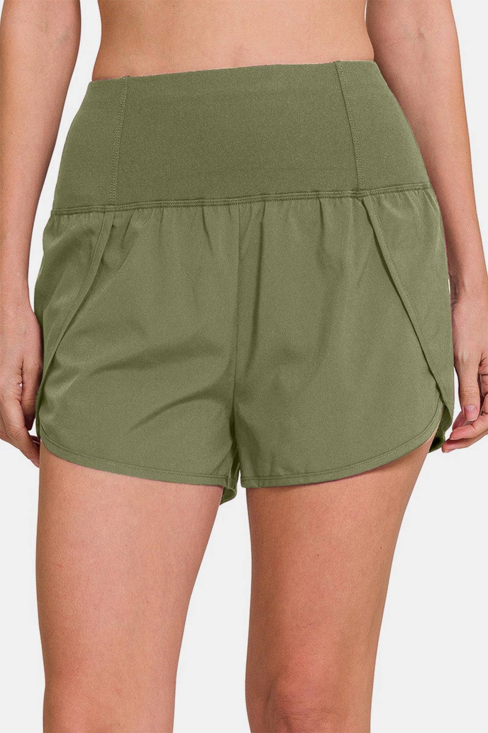 Honeybee Mumford's High-Waisted Zippered Back Pocket Active Shorts