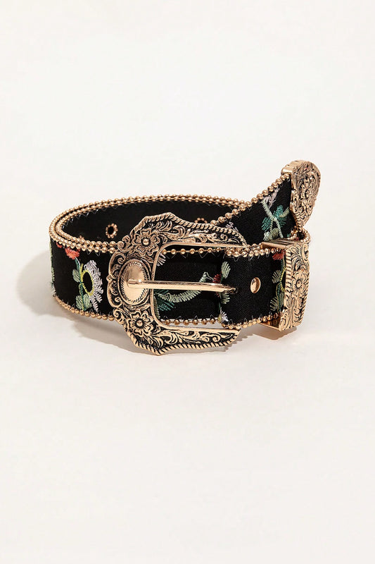 Honeybee Mumford's Embroidered Leather Adjustable Buckle Belt