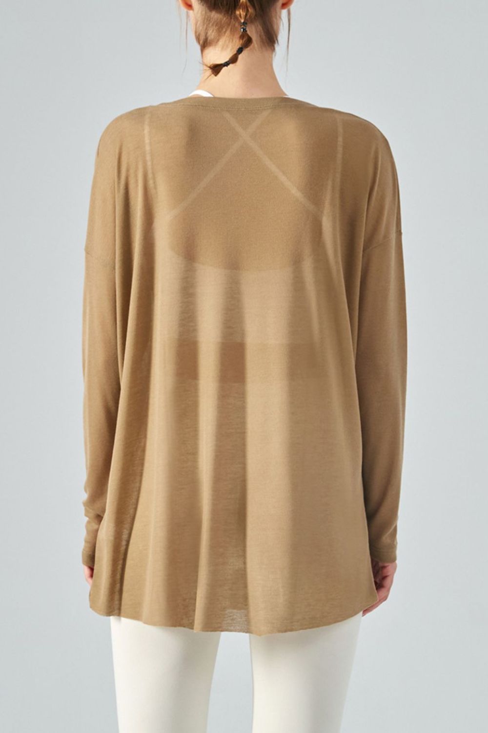 Honeybee Mumford's Round Neck Slit Sheer Tunic Sports Top