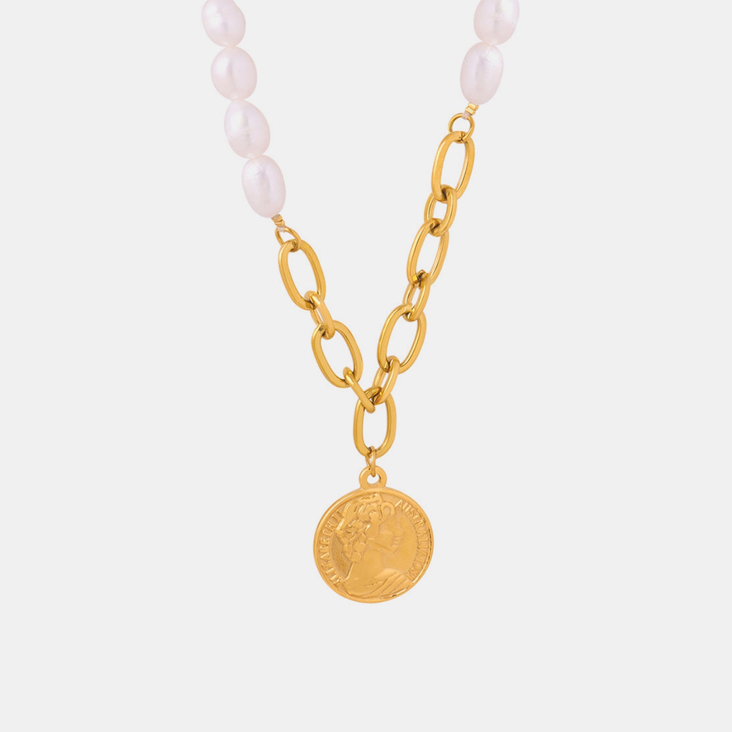 honeybee Mumford's Coin pendant Pearl Necklace