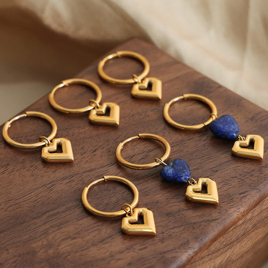 honeybee Mumford's Heart Shape Lapis Lazuli Dangle Earrings